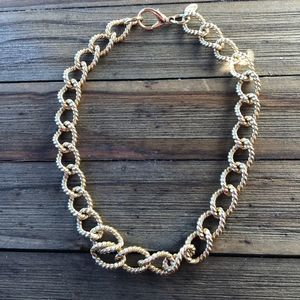 Erwin Pearl RARE Vintage 1980’s Gold Tone Braided Curb Link Necklace! EUC